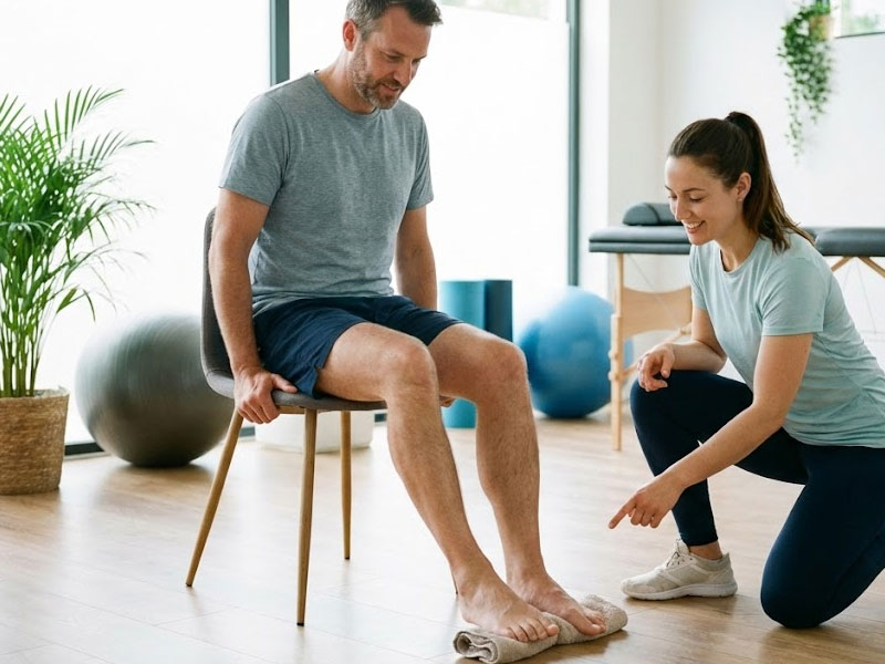Ejercicio terapéutico para fortalecer el pie en fascitis plantar