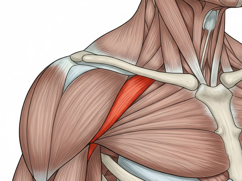 Ilustración anatómica del hombro destacando el músculo y tendón del supraespinoso para explicar su función y su relación con la tendinitis