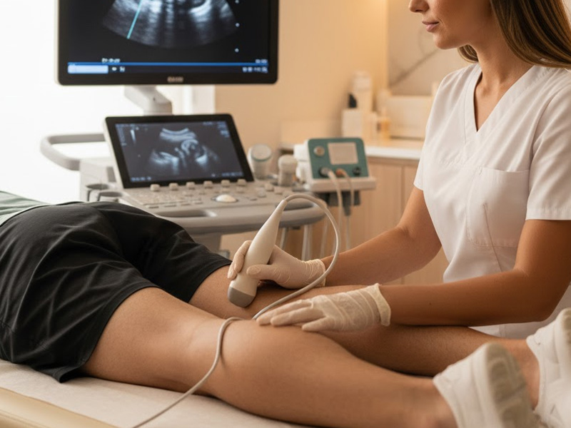 Sesión de fisioterapia ecoguiada en Curasana, centro de fisioterapia en Torrejón de Ardoz