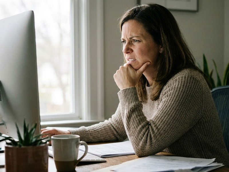 Tensión en la mandíbula por estrés y bruxismo durante el trabajo